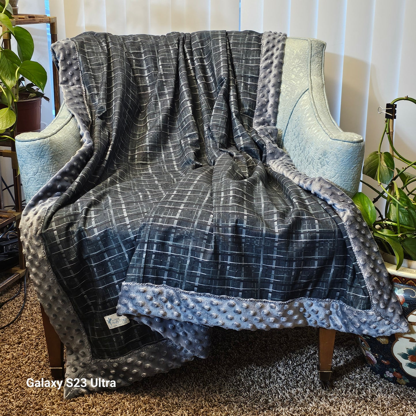 Grey green plaid
